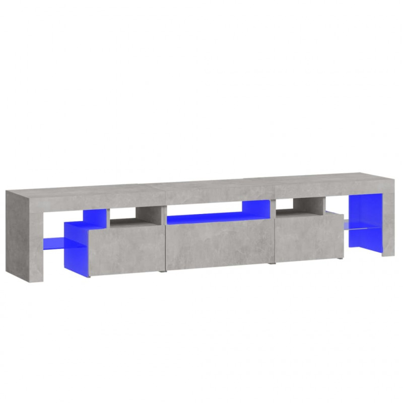 Szafka pod TV z oświetleniem LED, szarość betonu 200x36,5x40 cm