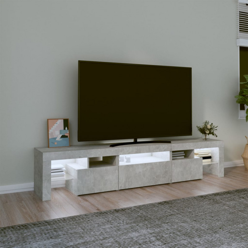 Szafka pod TV z oświetleniem LED, szarość betonu 200x36,5x40 cm