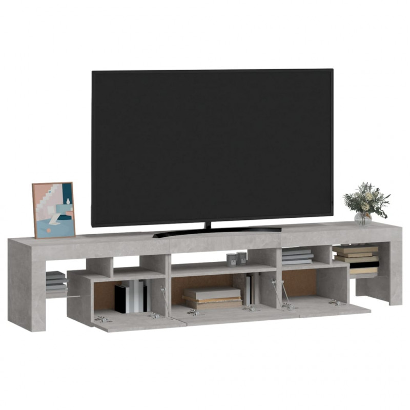 Szafka pod TV z oświetleniem LED, szarość betonu 200x36,5x40 cm