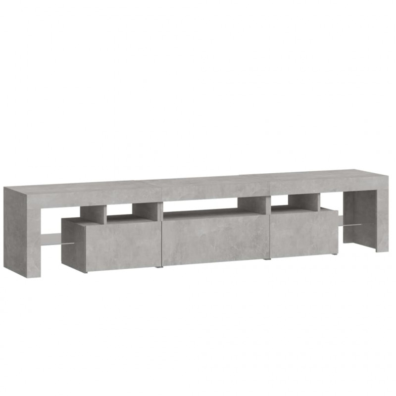 Szafka pod TV z oświetleniem LED, szarość betonu 200x36,5x40 cm