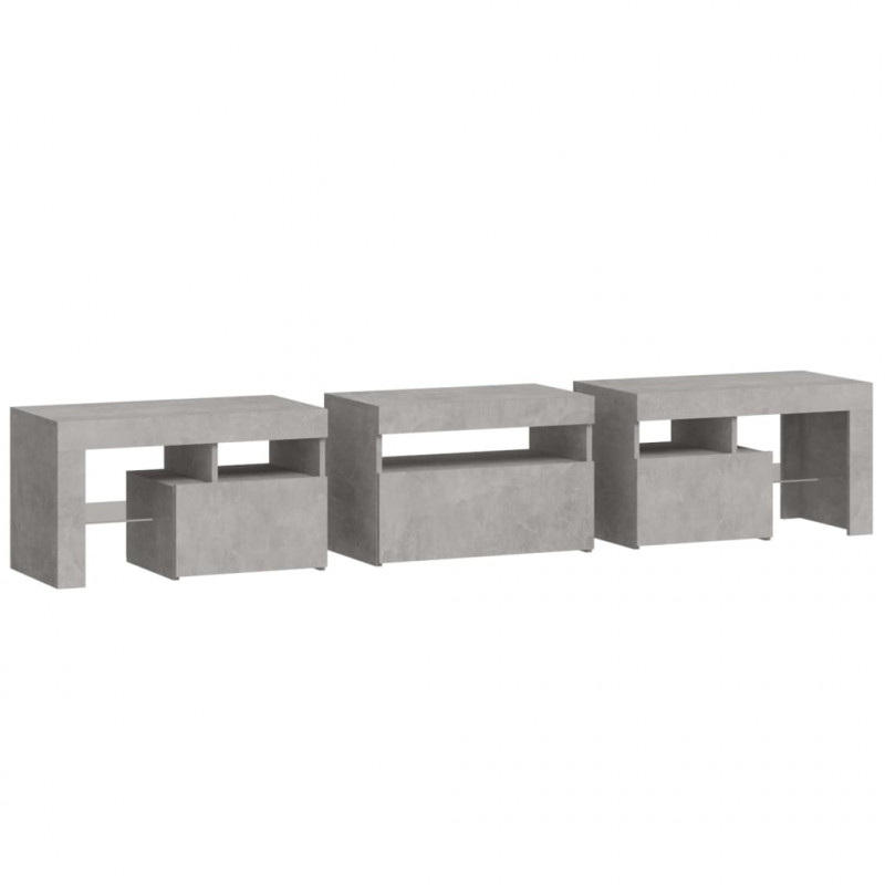 Szafka pod TV z oświetleniem LED, szarość betonu 200x36,5x40 cm