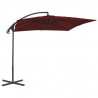 Parasol wiszący ze stalowym słupkiem, 250x250 cm, czerwone wino