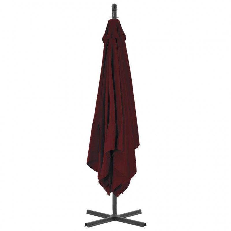 Parasol wiszący ze stalowym słupkiem, 250x250 cm, czerwone wino