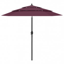 3-poziomowy parasol na aluminiowym słupku, bordowy, 2,5 m