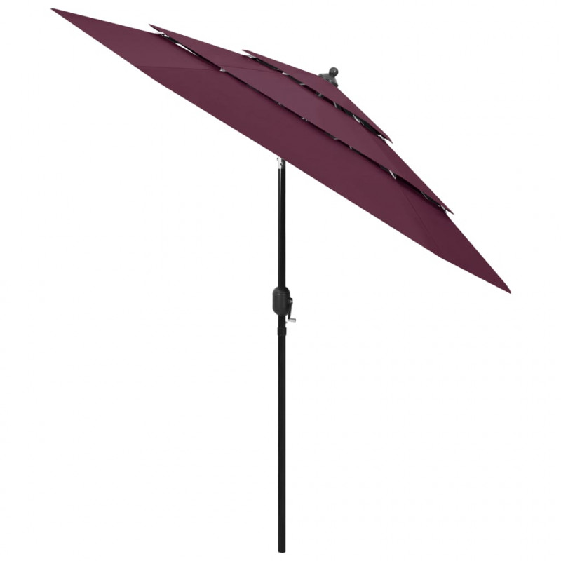 3-poziomowy parasol na aluminiowym słupku, bordowy, 2,5 m