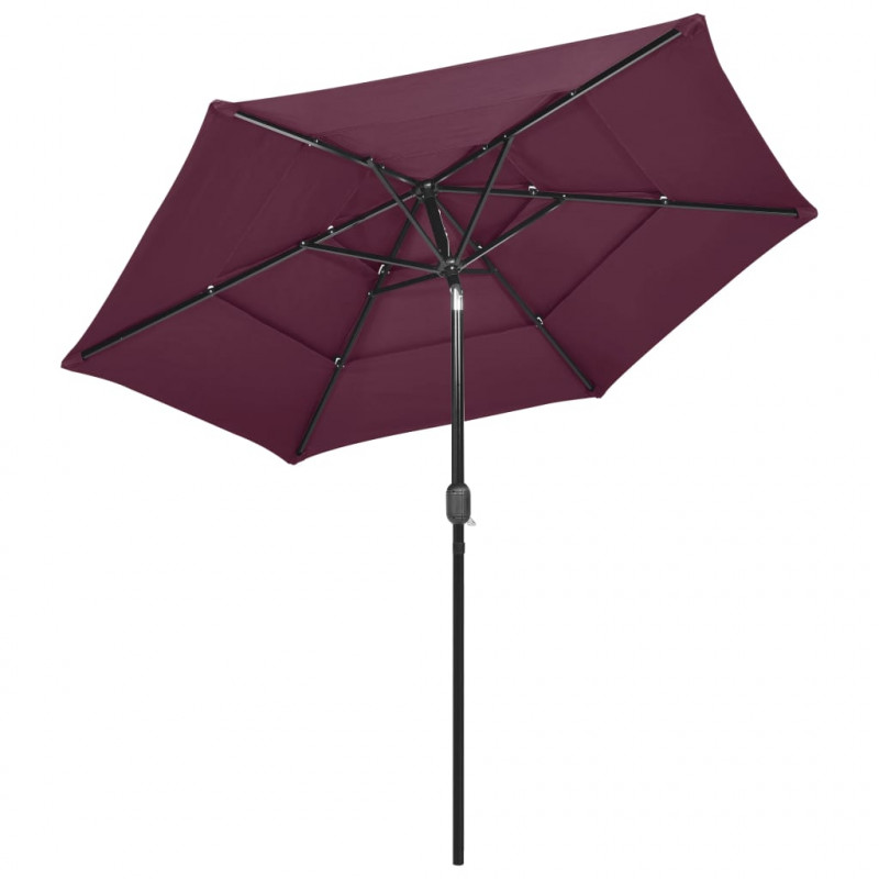 3-poziomowy parasol na aluminiowym słupku, bordowy, 2,5 m