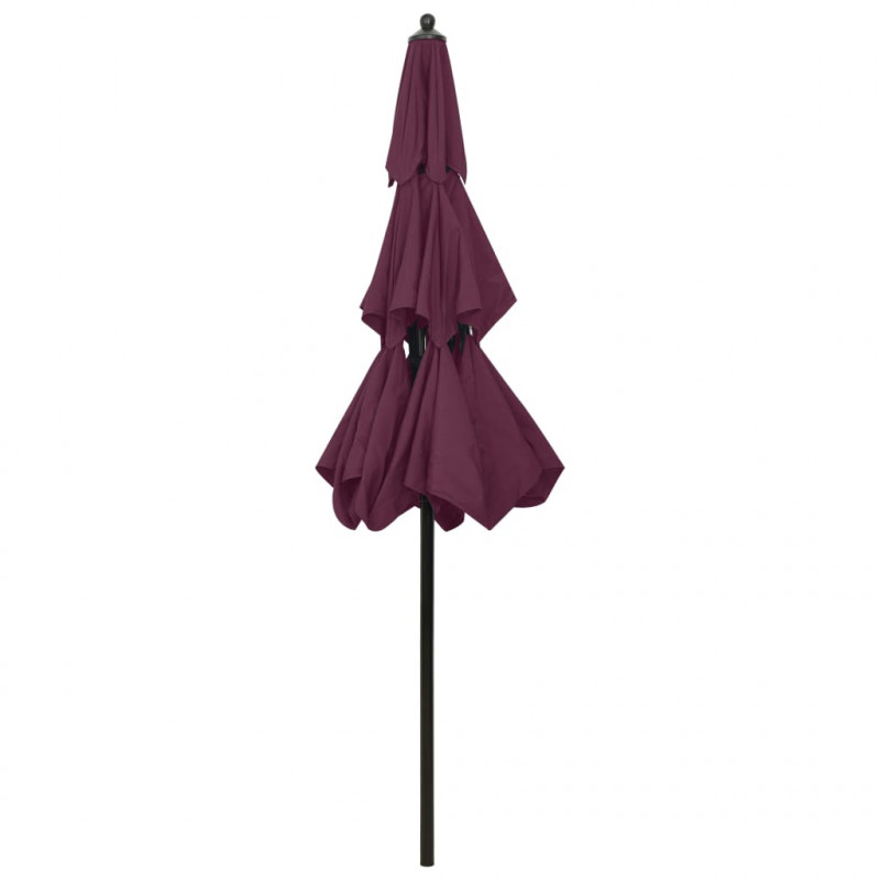 3-poziomowy parasol na aluminiowym słupku, bordowy, 2,5 m