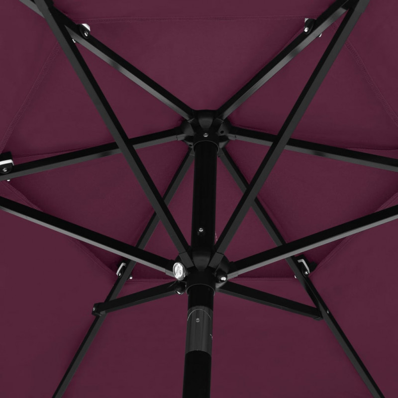 3-poziomowy parasol na aluminiowym słupku, bordowy, 2,5 m