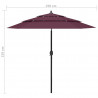 3-poziomowy parasol na aluminiowym słupku, bordowy, 2,5 m