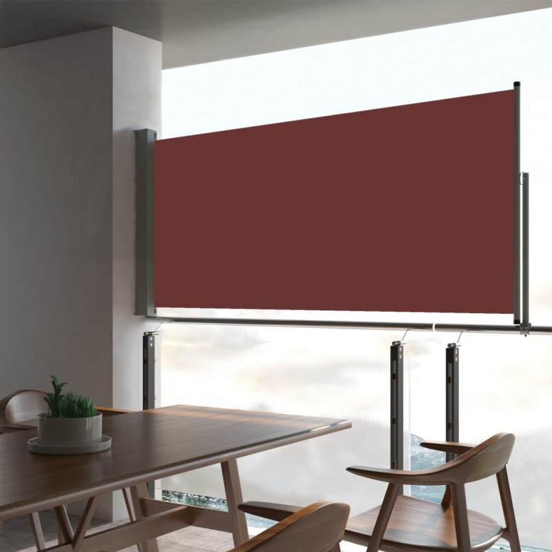 Wysuwana markiza boczna na taras, 60 x 300 cm, brązowa