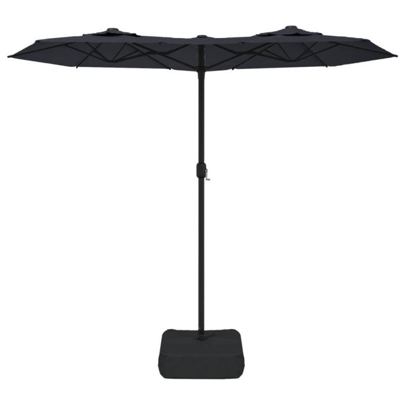 Podwójny parasol ogrodowy, czarny, 316x240 cm
