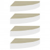 Narożne półki ścienne, 4 szt., dąb i biel, 25x25x3,8 cm, MDF