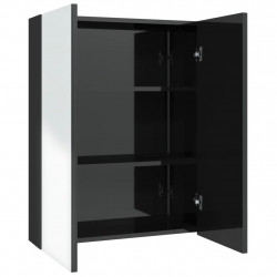 Szafka łazienkowa z lustrem 60x15x75 cm, MDF, czerń z połyskiem