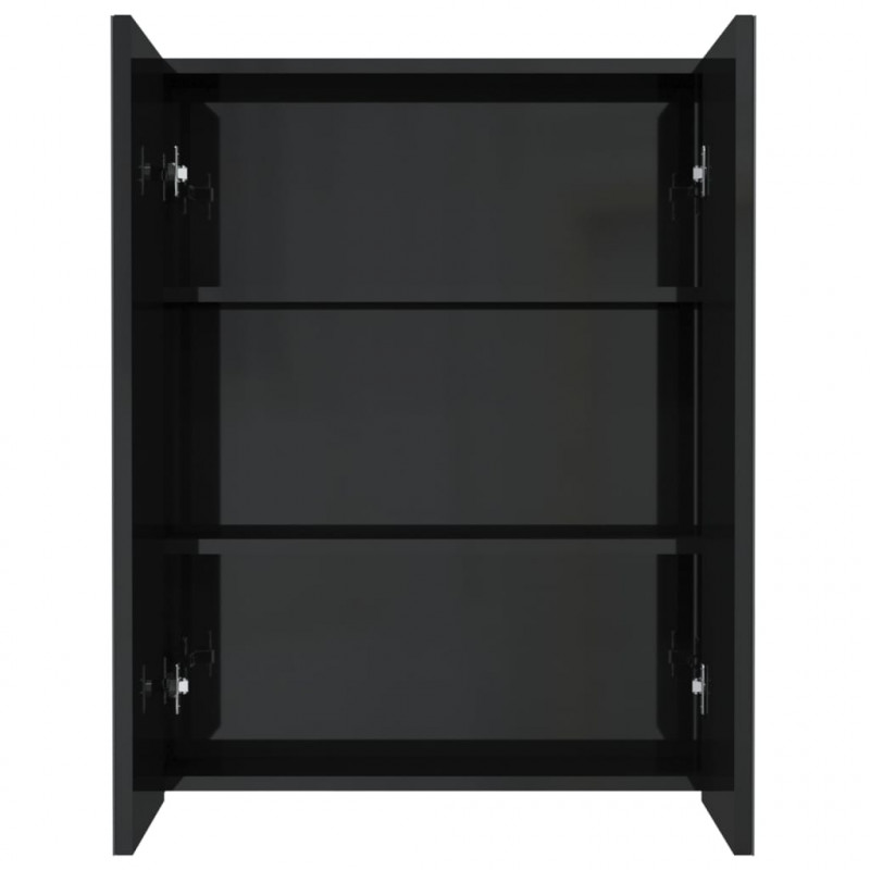 Szafka łazienkowa z lustrem 60x15x75 cm, MDF, czerń z połyskiem