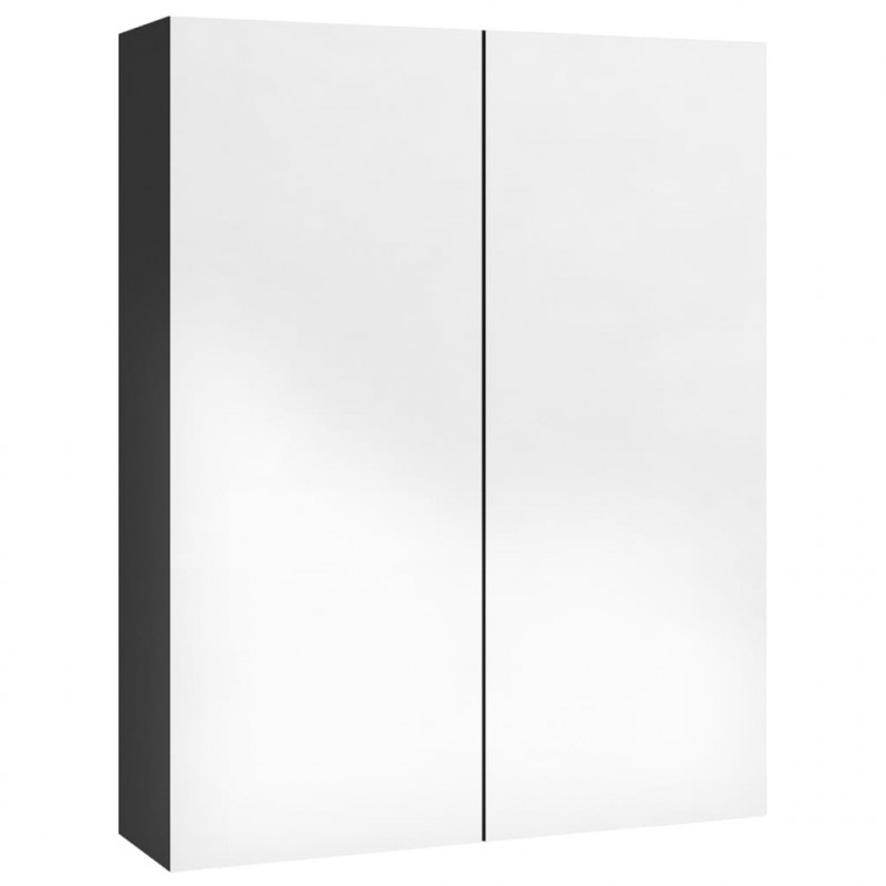 Szafka łazienkowa z lustrem 60x15x75 cm, MDF, czerń z połyskiem