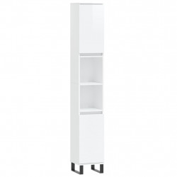 Szafka łazienkowa, wysoki połysk, biała, 30x30x190 cm