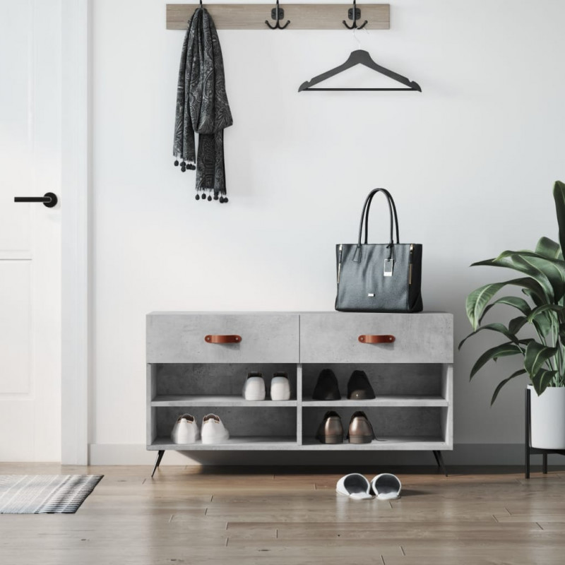 Ławka z miejscem na buty, szarość betonu, 102x35x55 cm