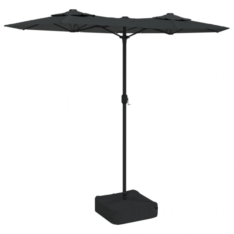 Podwójny parasol ogrodowy z LED, antracytowy, 316x240 cm