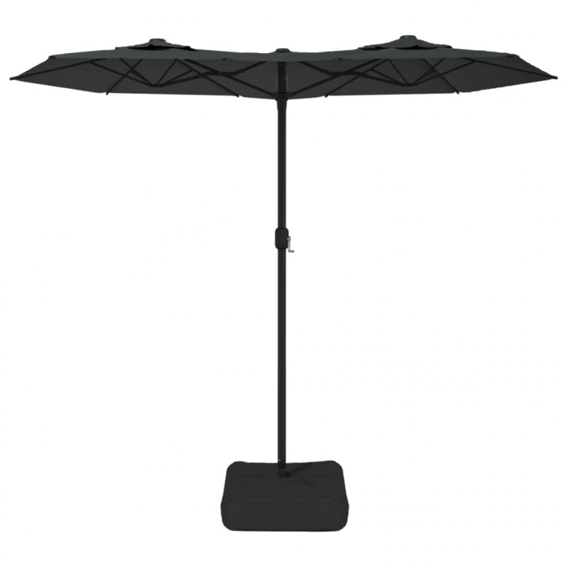 Podwójny parasol ogrodowy z LED, antracytowy, 316x240 cm