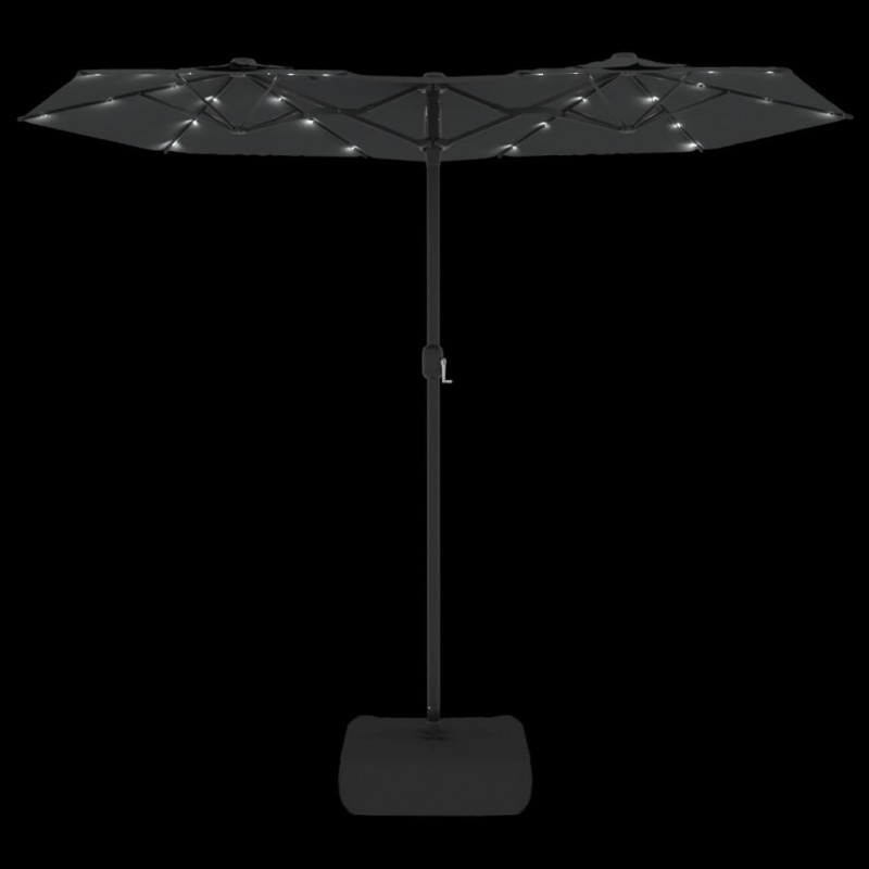 Podwójny parasol ogrodowy z LED, antracytowy, 316x240 cm