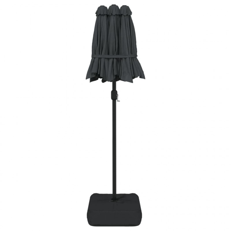 Podwójny parasol ogrodowy z LED, antracytowy, 316x240 cm