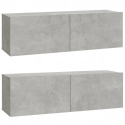 Szafki ścienne pod TV, 2 szt., betonowa szarość, 100x30x30 cm