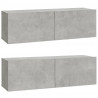 Szafki ścienne pod TV, 2 szt., betonowa szarość, 100x30x30 cm