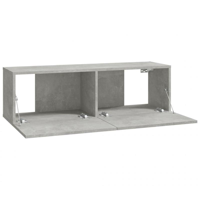 Szafki ścienne pod TV, 2 szt., betonowa szarość, 100x30x30 cm