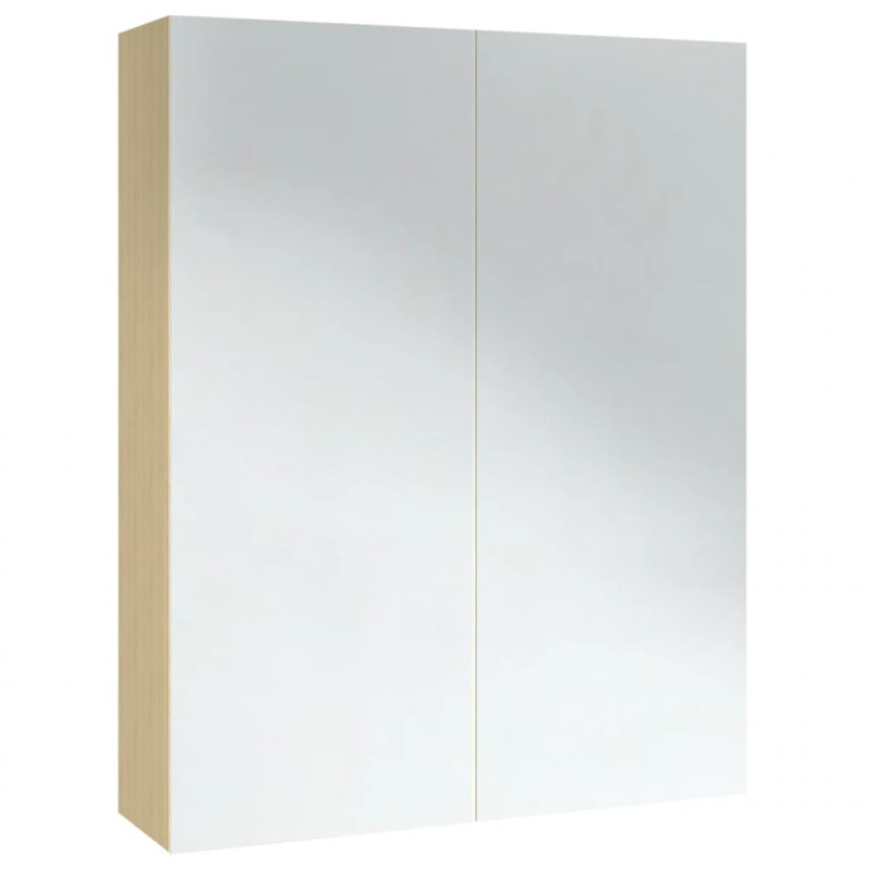 Szafka łazienkowa z lustrem, 60x15x75 cm, MDF, biel i dąb