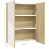 Szafka łazienkowa z lustrem, 60x15x75 cm, MDF, biel i dąb
