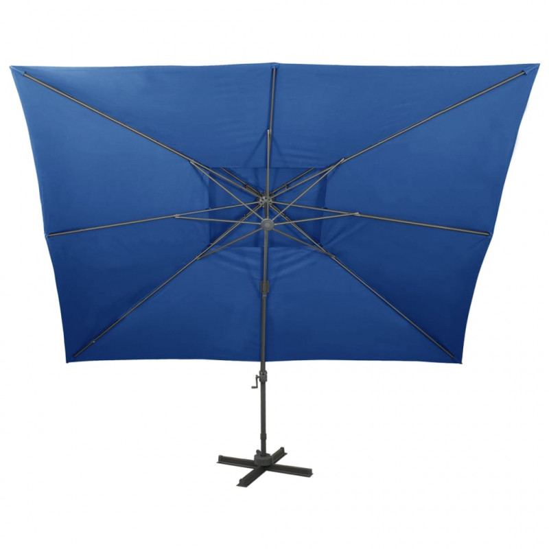 Parasol wiszący z podwójną czaszą, 400x300 cm, niebieski