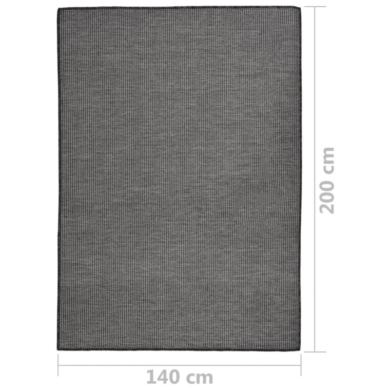 Dywan zewnętrzny o płaskim splocie, 140x200 cm, szary