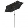 Parasol ogrodowy z LED, czarny, 200x211 cm, aluminium