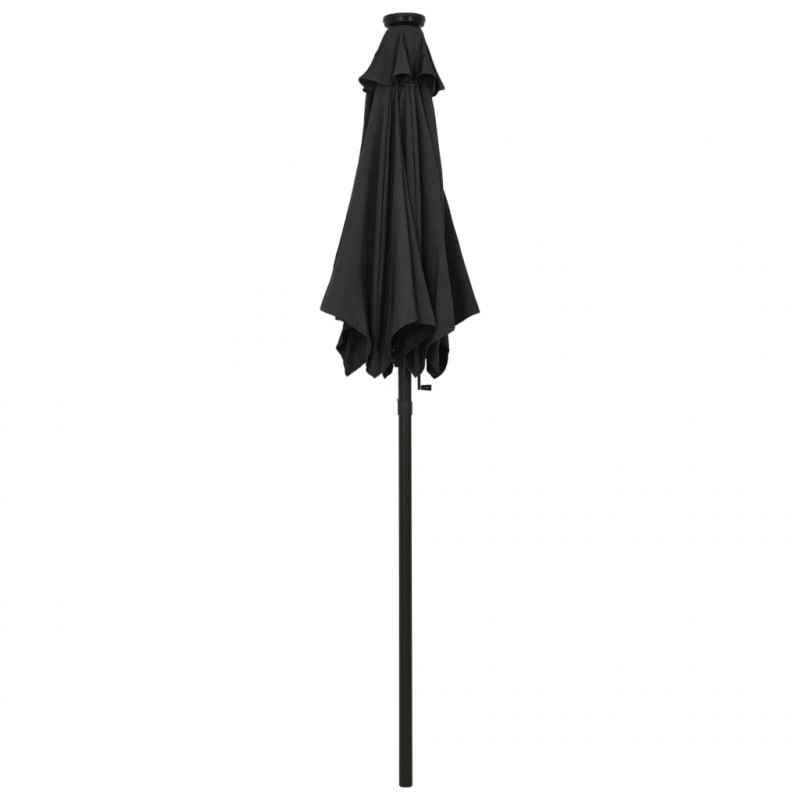 Parasol ogrodowy z LED, czarny, 200x211 cm, aluminium