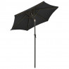 Parasol ogrodowy z LED, czarny, 200x211 cm, aluminium