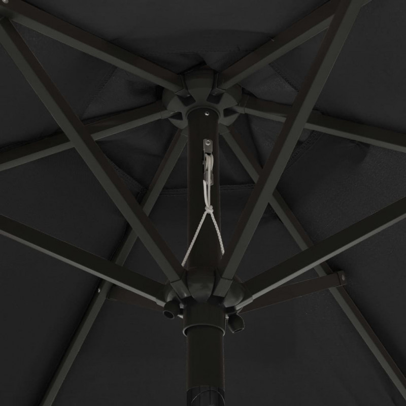 Parasol ogrodowy z LED, czarny, 200x211 cm, aluminium