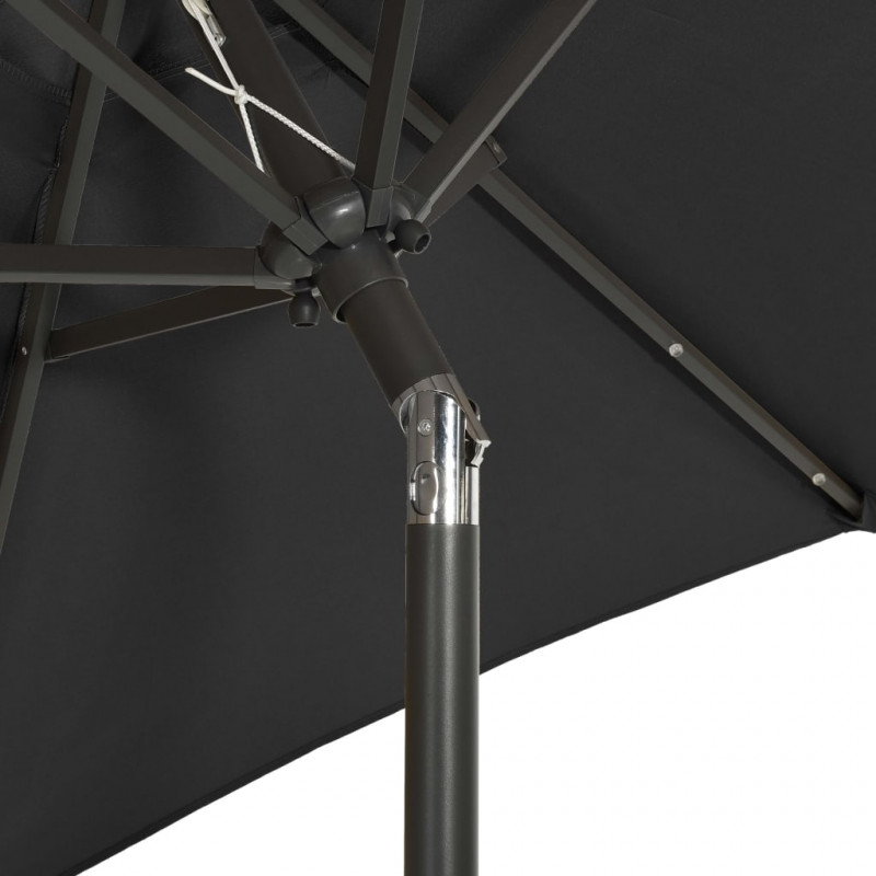 Parasol ogrodowy z LED, czarny, 200x211 cm, aluminium
