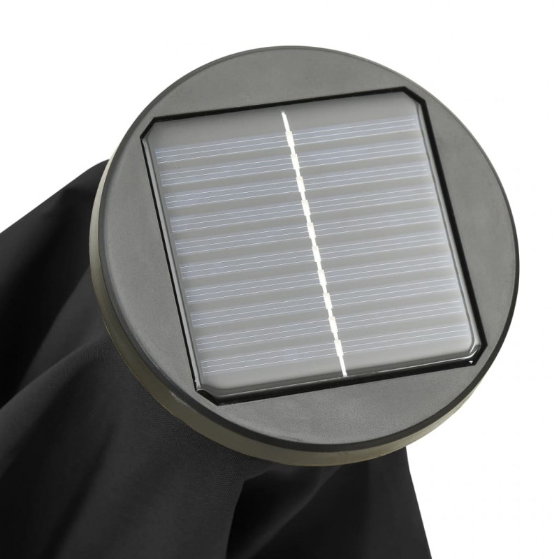 Parasol ogrodowy z LED, czarny, 200x211 cm, aluminium