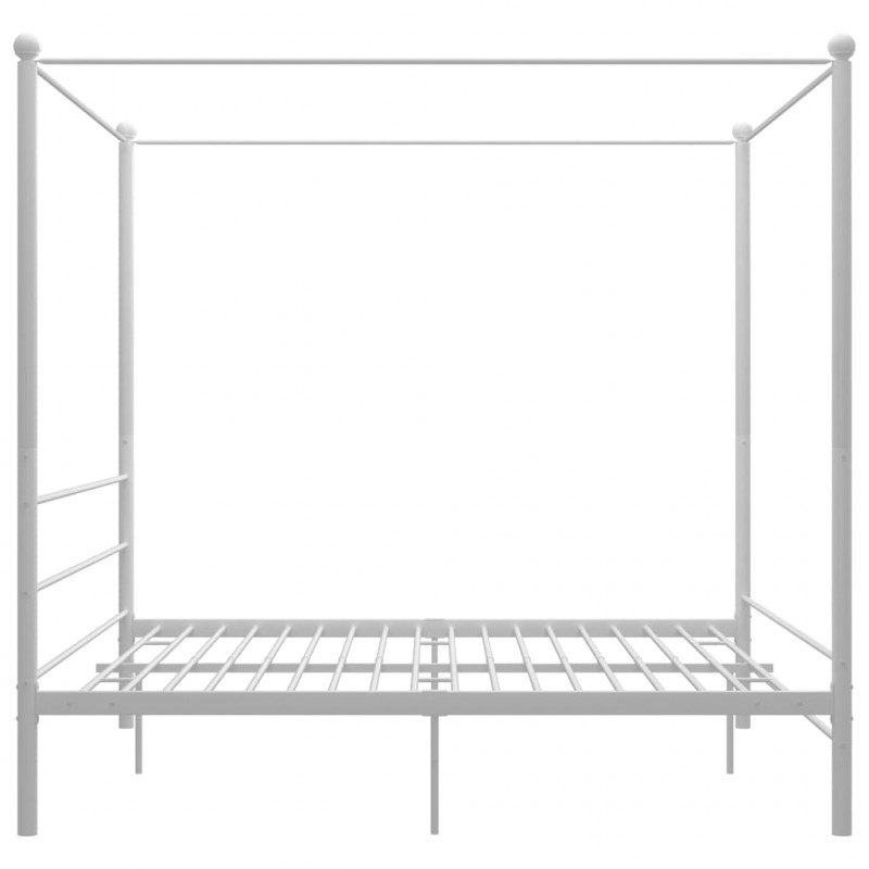 Rama łóżka z baldachimem, biała, metalowa, 200 x 200 cm