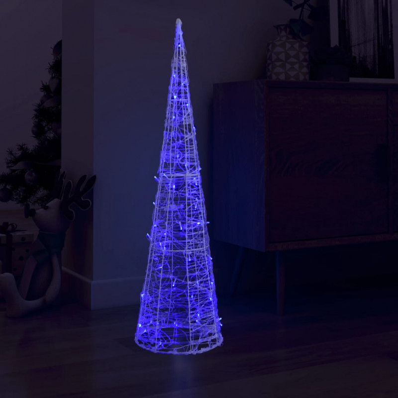 Stożek dekoracyjny, akrylowy, niebieski, LED, 120 cm