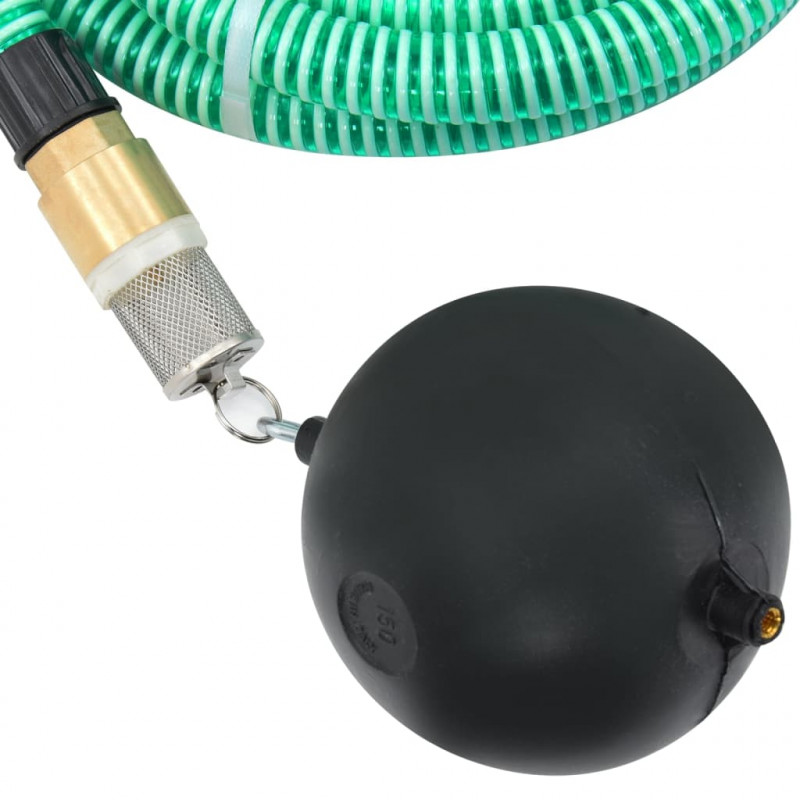 Wąż ssący z mosiężnymi złączami, zielony, 1,1" 10 m, PVC