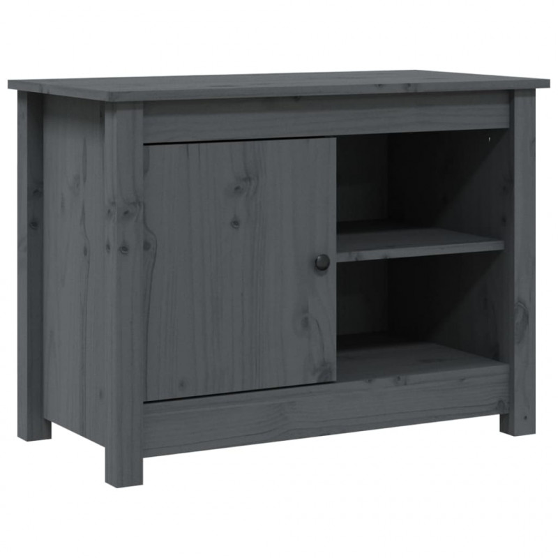 Szafka pod telewizor, szara, 70x36,5x52 cm, lite drewno sosnowe