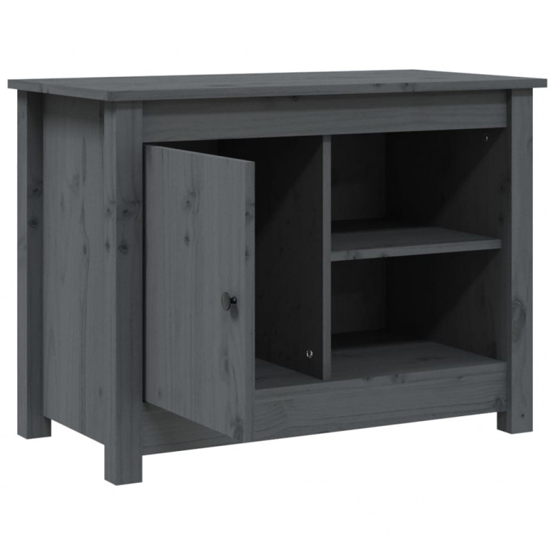 Szafka pod telewizor, szara, 70x36,5x52 cm, lite drewno sosnowe
