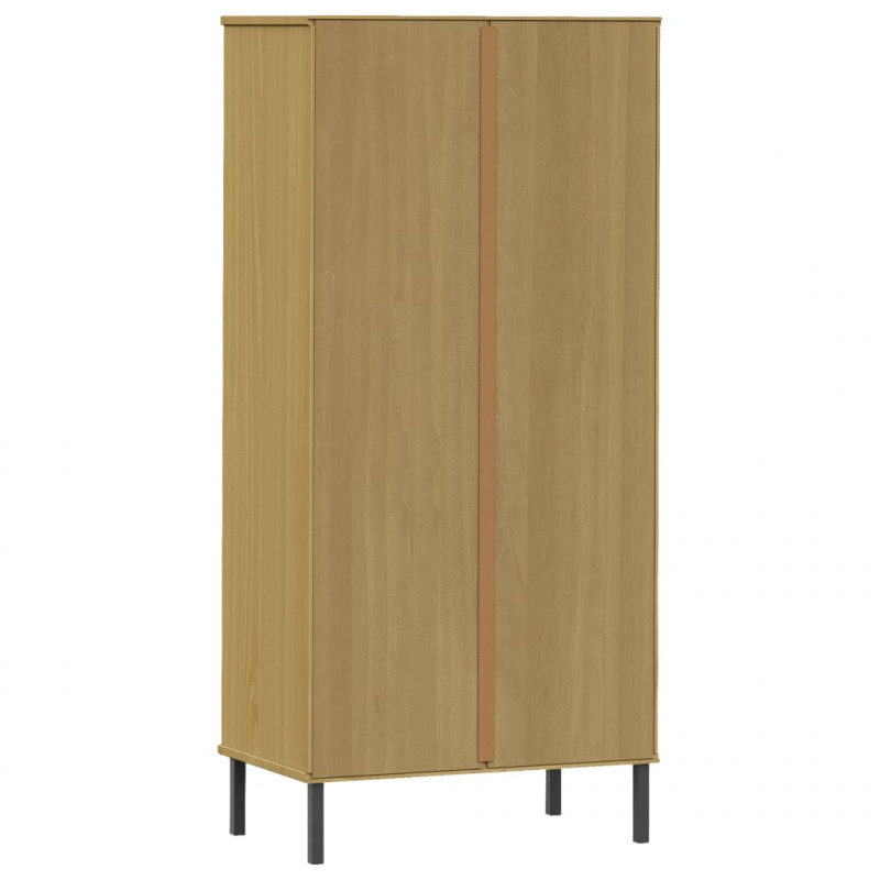 Regał OSLO z 2 szufladami, brązowy, 60x35x128,5 cm, lite drewno