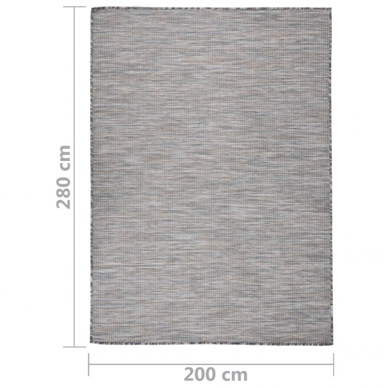 Dywan zewnętrzny o płaskim splocie 200x280cm, brązowo-niebieski