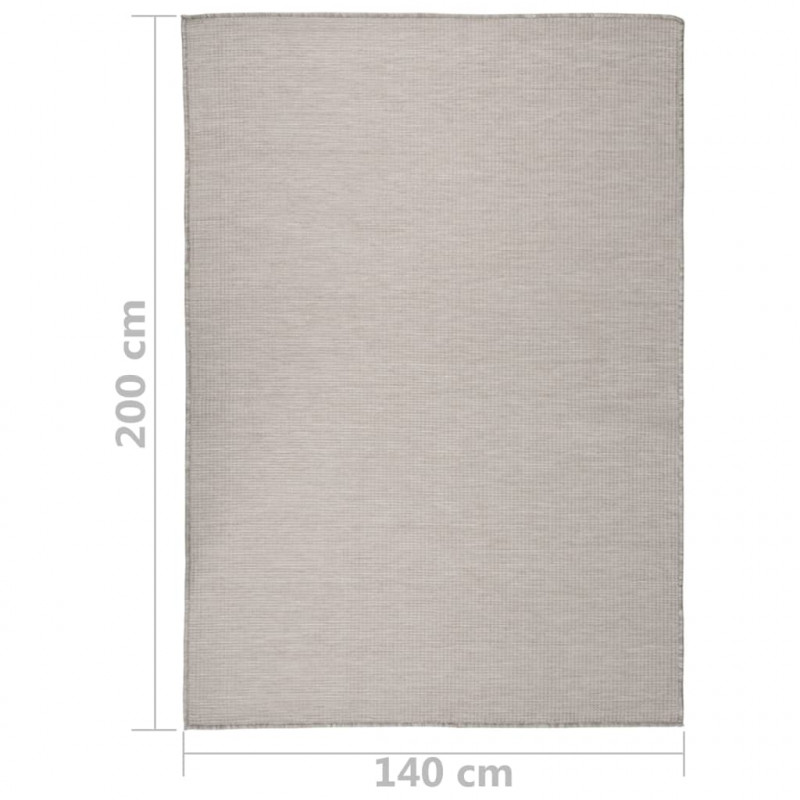Dywan zewnętrzny o płaskim splocie, 140x200 cm, taupe