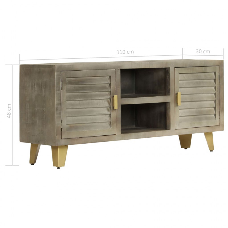 Szafka pod telewizor, drewno mango, szaro-mosiężna, 110x30x48cm