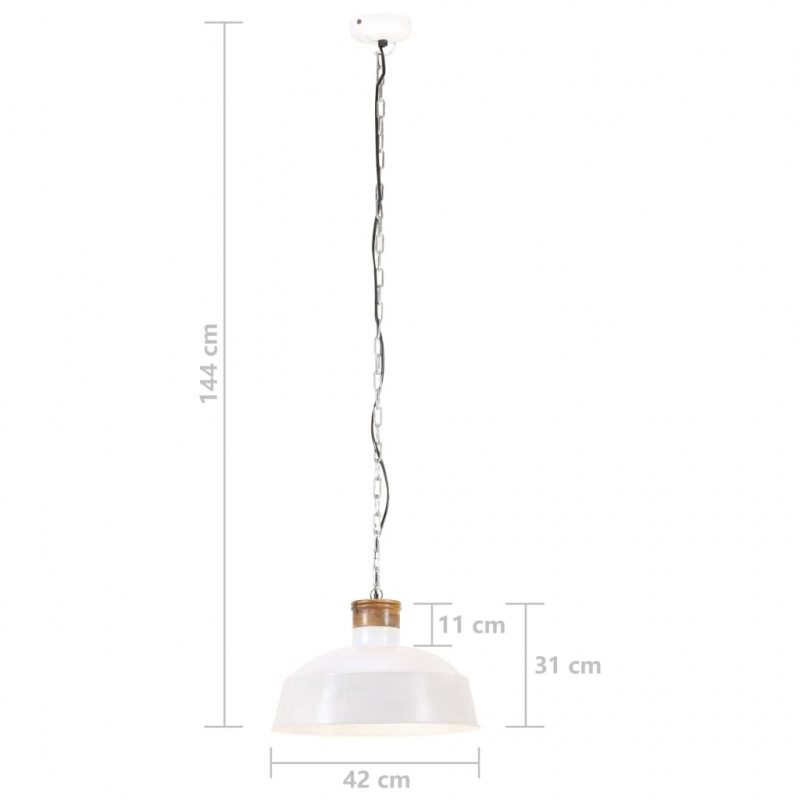 Industrialna lampa wisząca, 42 cm, biała, E27