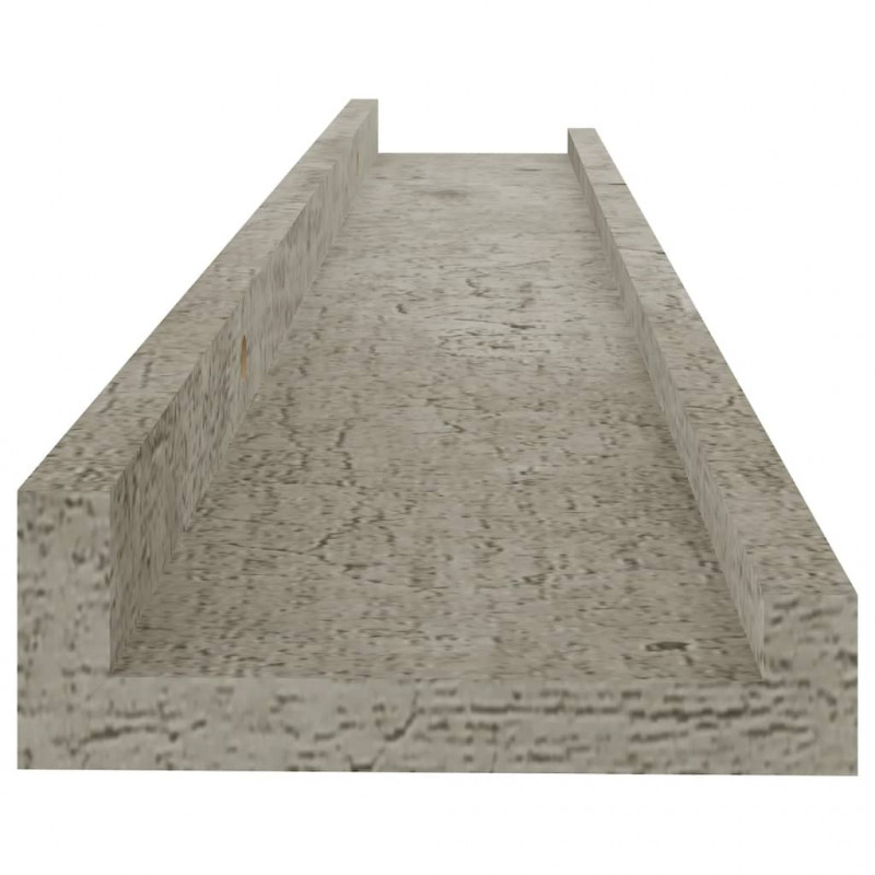Półki ścienne, 2 szt., szarość betonu, 60x9x3 cm