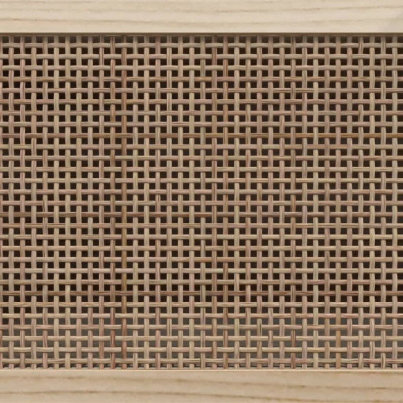Stolik pod TV, biały, 80x30x40 cm, drewno sosnowe i rattan